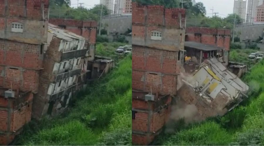 [Vídeo: prédio desaba no bairro de Narandiba e deixa vizinhança em pânico]