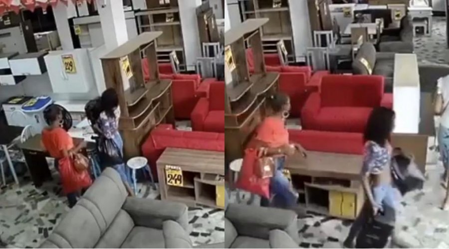 [Vídeo: loja de móveis no São Caetano tem aparelho eletrônico furtado por três mulheres]