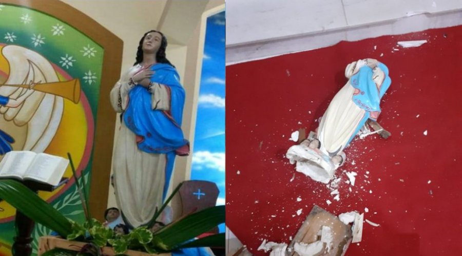 [Homem invade igreja católica na Bahia e destrói imagem de uma santa; assista]