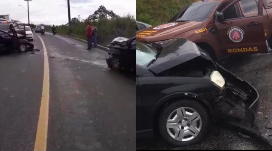 [Vídeos: dois carros e uma viatura da PM colidem no bairro de Pirajá, em Salvador]