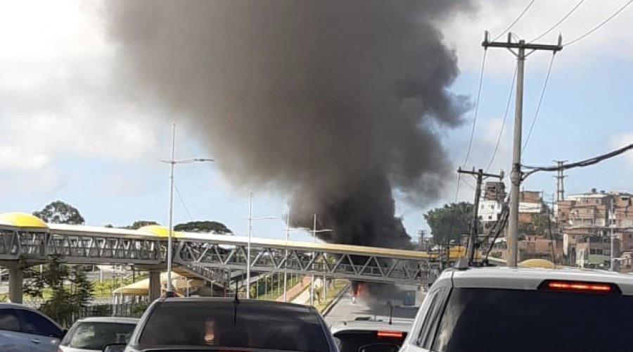 [Vídeo: ônibus é incendiado durante manifestação na Avenida Paralela]