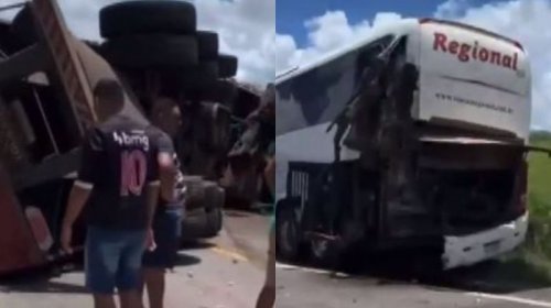 [Acidente entre ônibus e carreta na BR-116 resulta na morte de motorista]