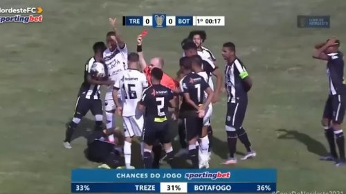 [Jogador do Botafogo-PB é expulso nos primeiros segundos da partida contra o Treze]